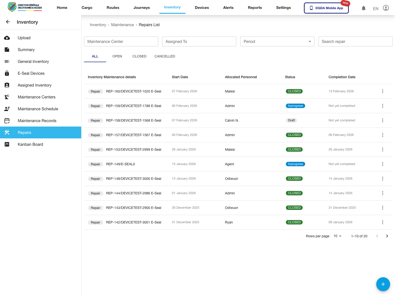 Maintenance - Repairs