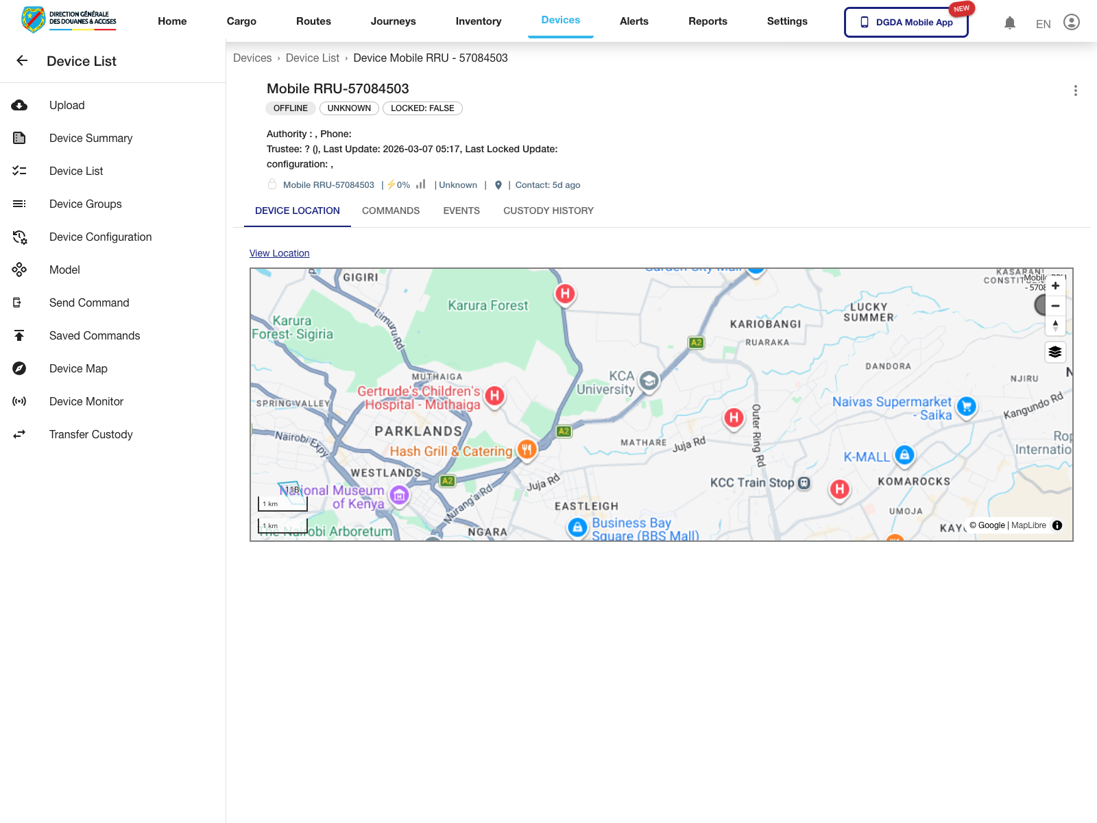 Device - Detail page