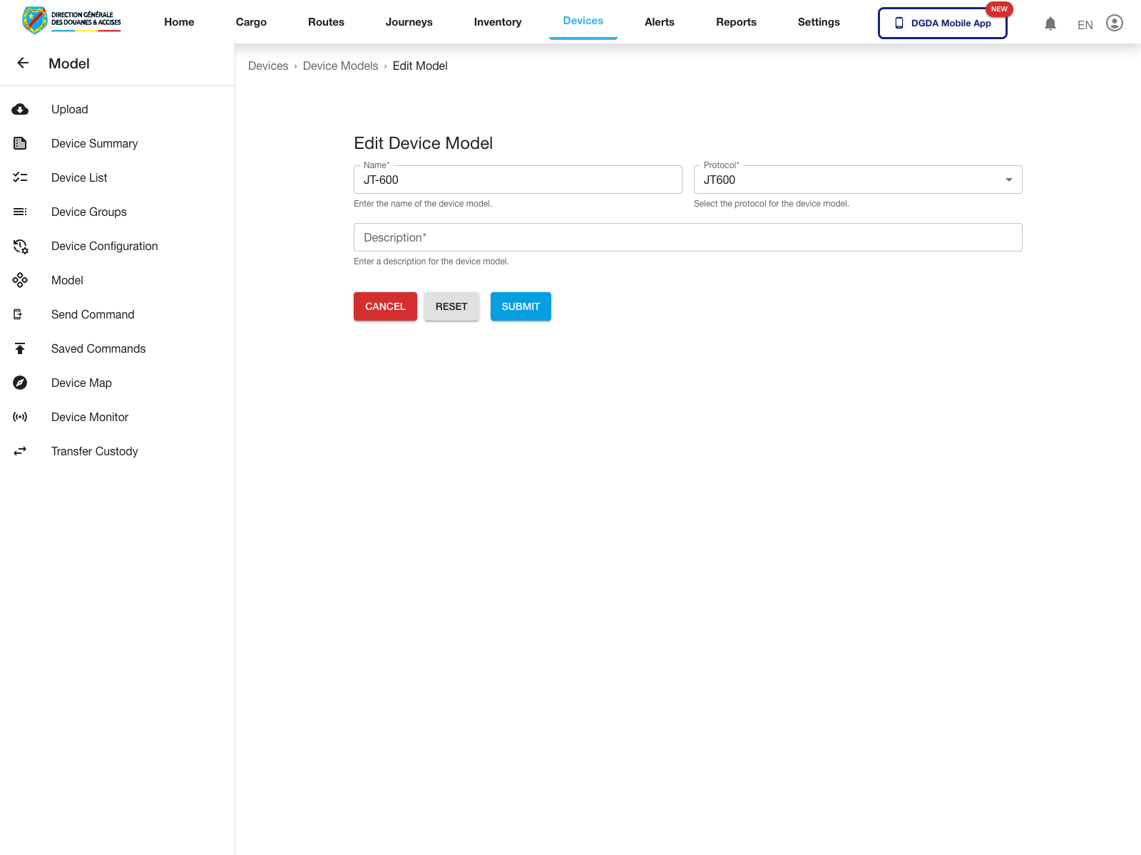 Device - Edit model form