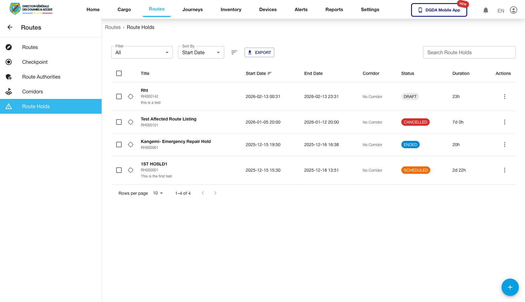 Routes - Route Holds