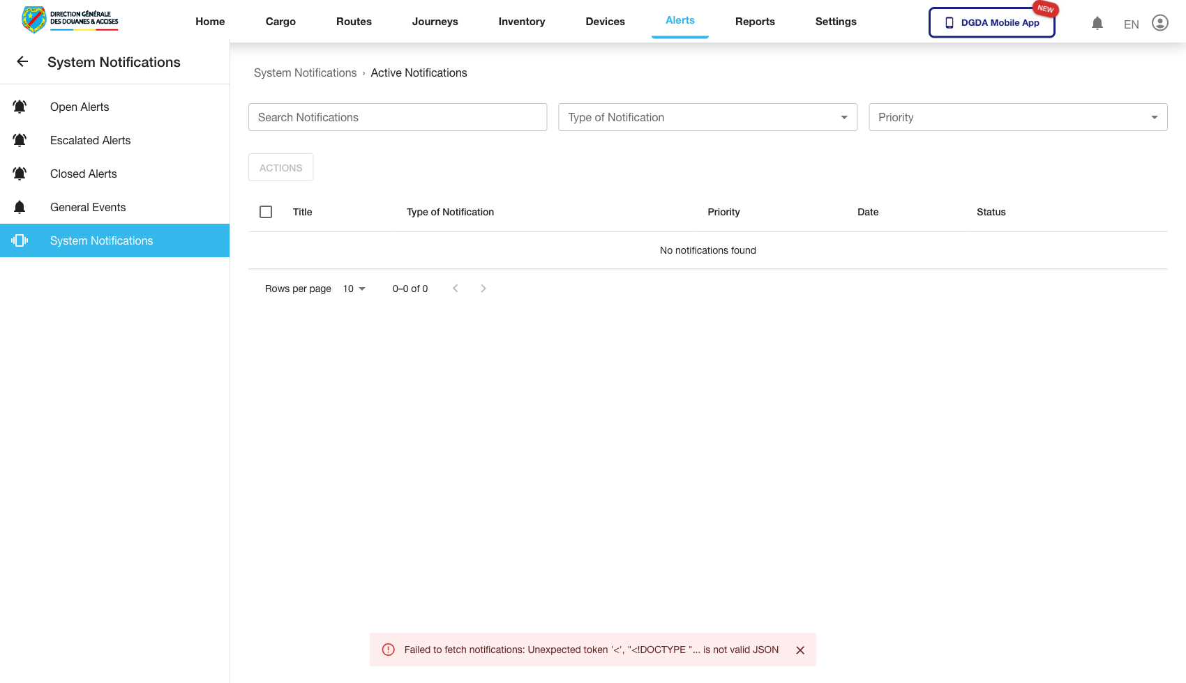 Alerts - System Notifications