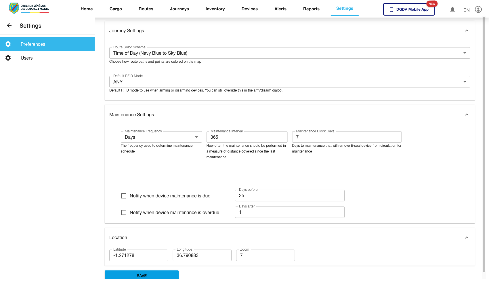 Settings - Preferences