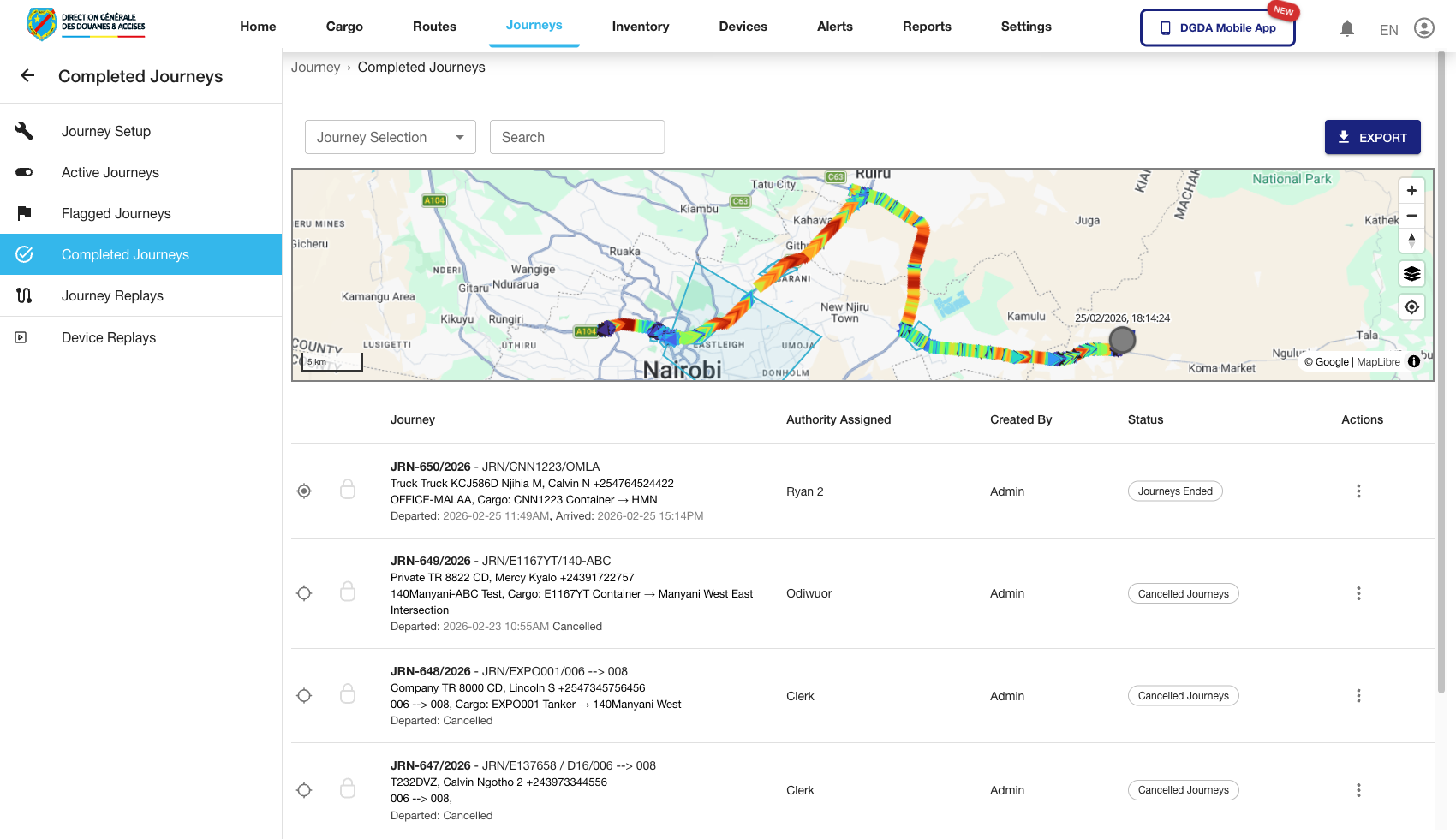 Journey - Row action menu